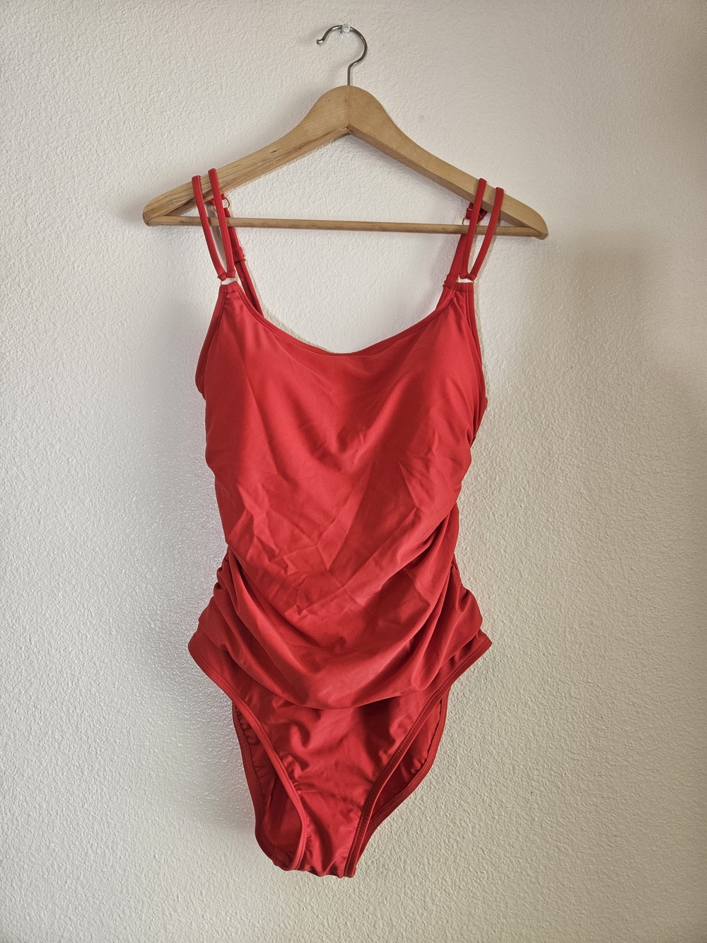 NWOT Ellen Tracy Red Ruched One-Piece Swimsuit